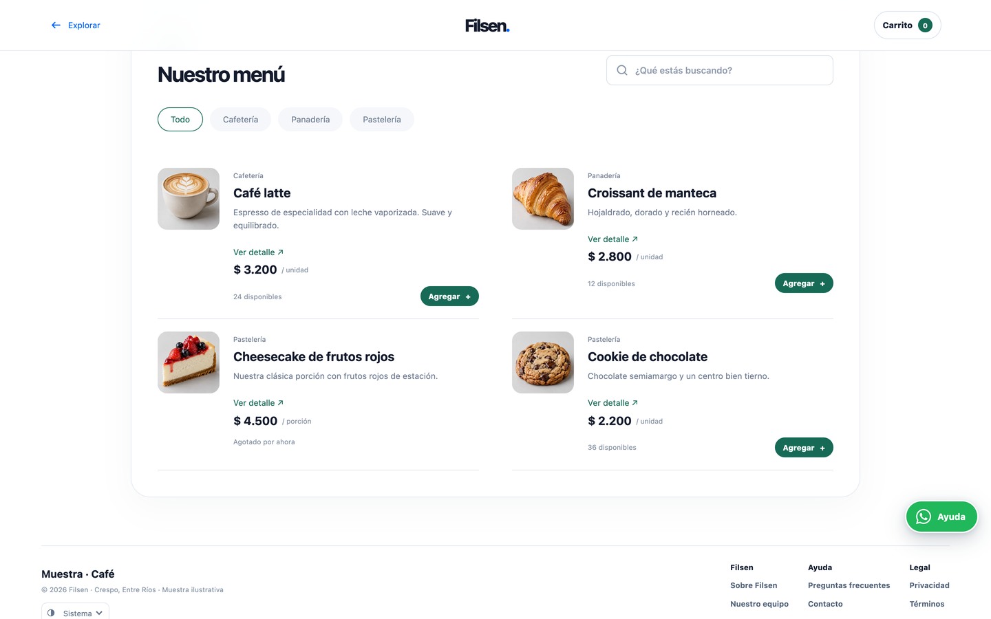 Catálogo de productos